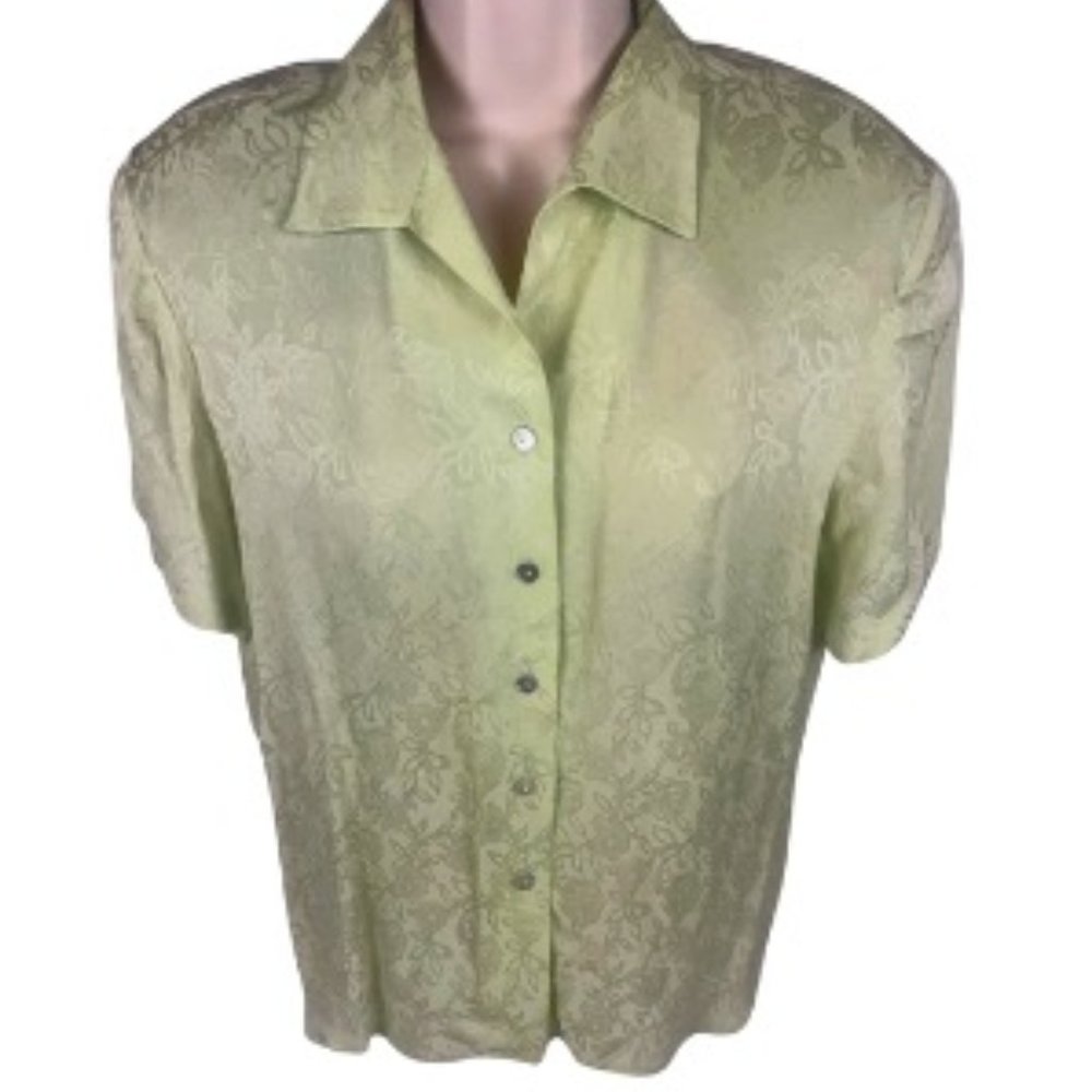 Rena Rowen Silk Button Up, Short Sleeve, Size 8